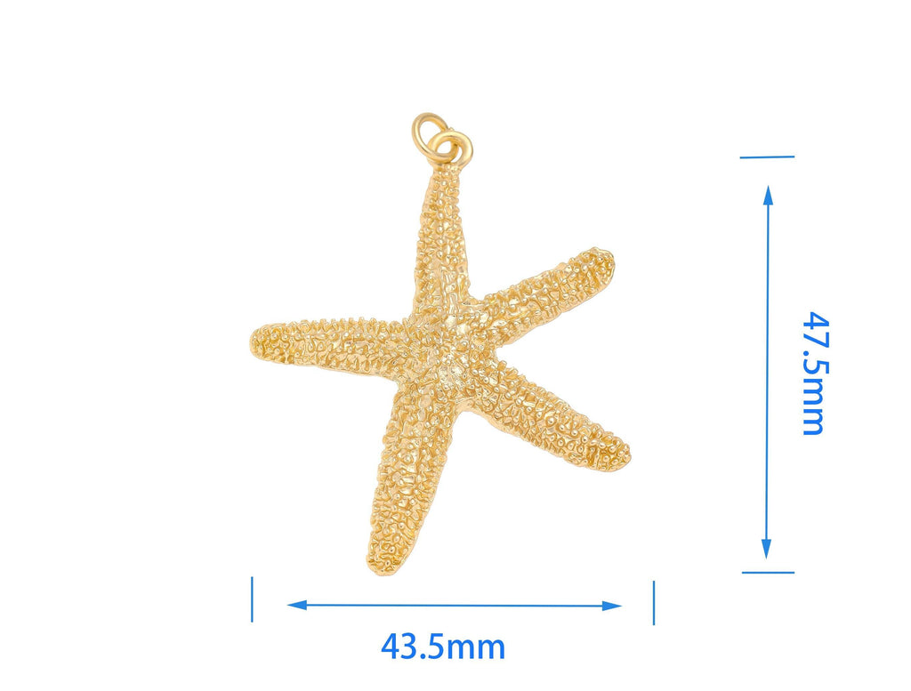 Gold Starfish Pendant and Necklace Charm CPG1428: 3pcs