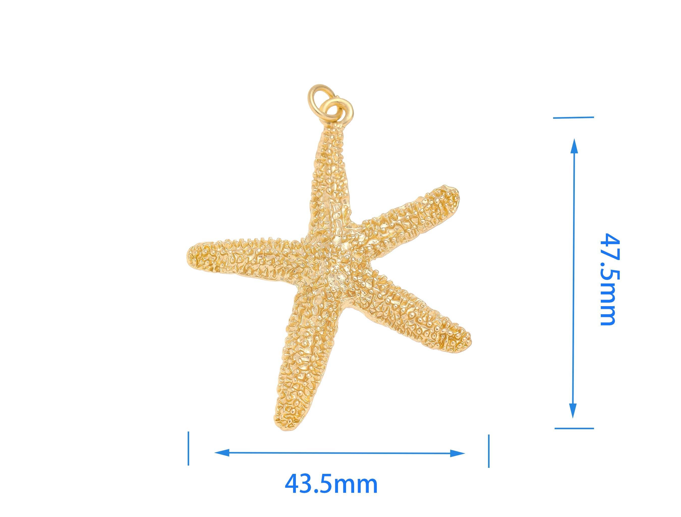 Gold Starfish Pendant and Necklace Charm CPG1428: 3pcs