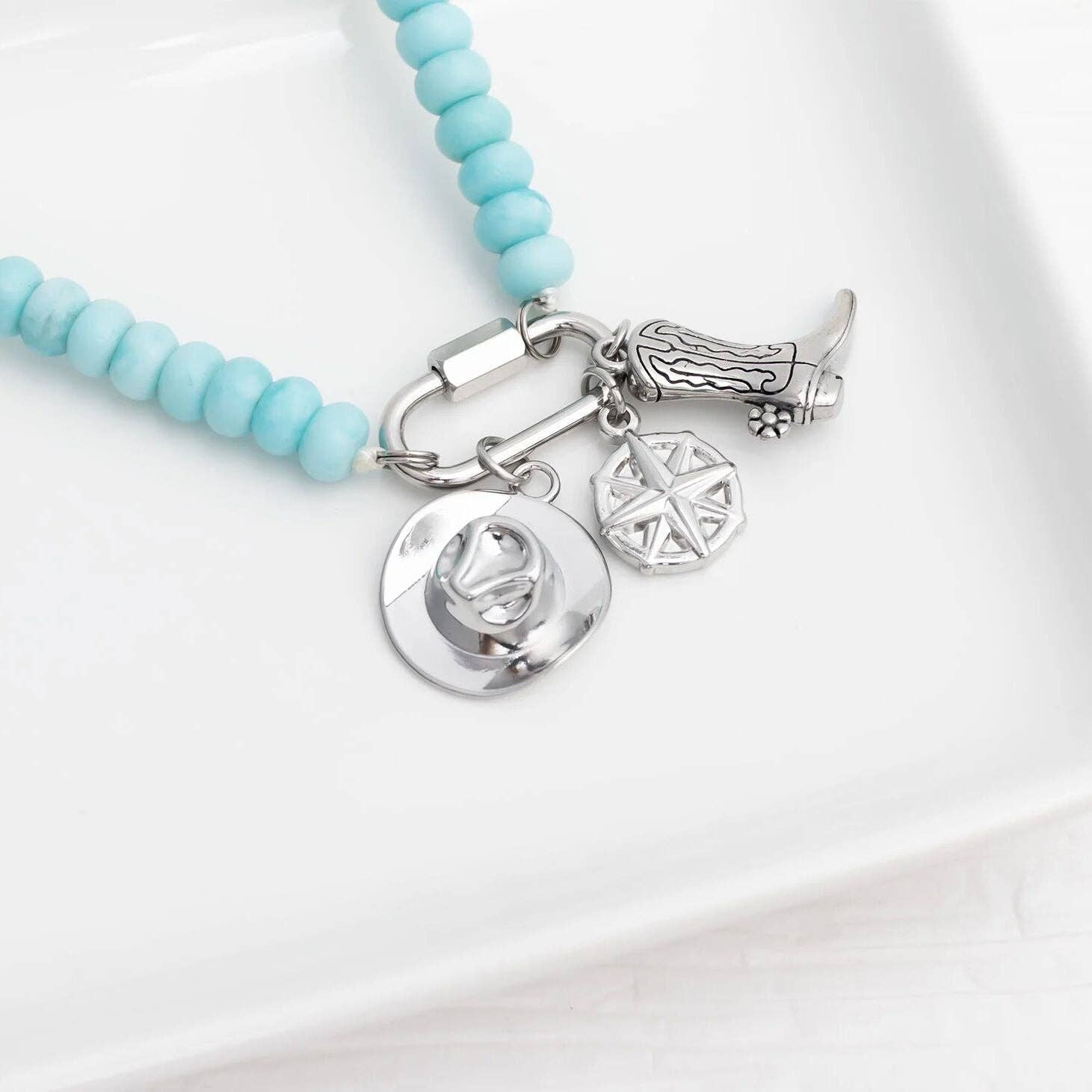 18K Gold PVD Stainless Steel Coastal Cowboy Charm Set: Stainless
