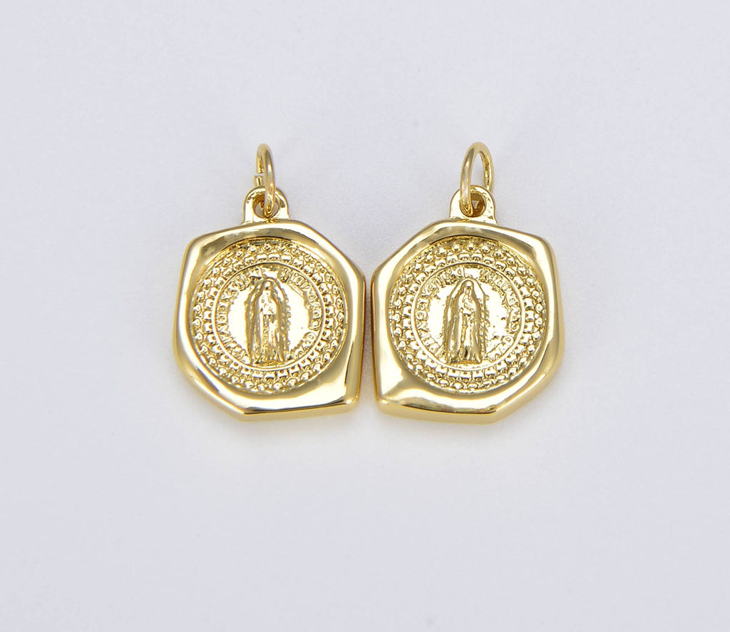 Gold Filled Virgin Mary Charm Pendant, Religious Gift CP1001