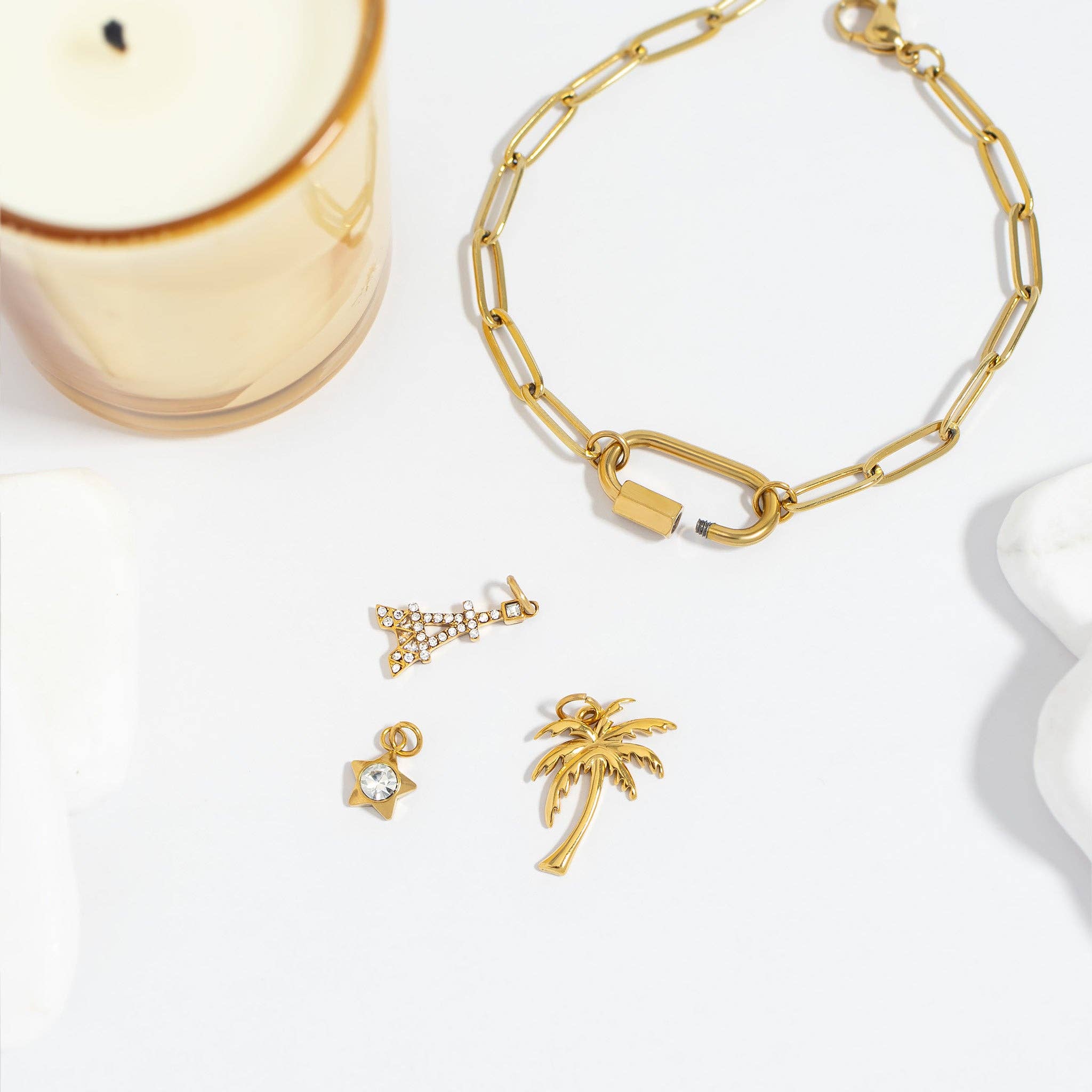 Gold Paperclip Carabiner Bracelet