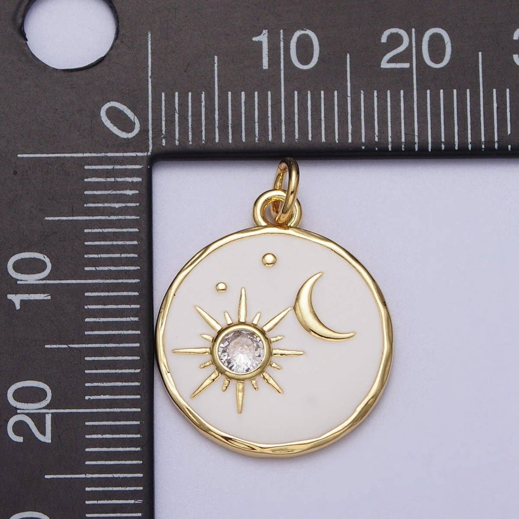 White Gold Filled Sun Moon Charm