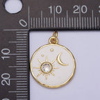 White Gold Filled Sun Moon Charm