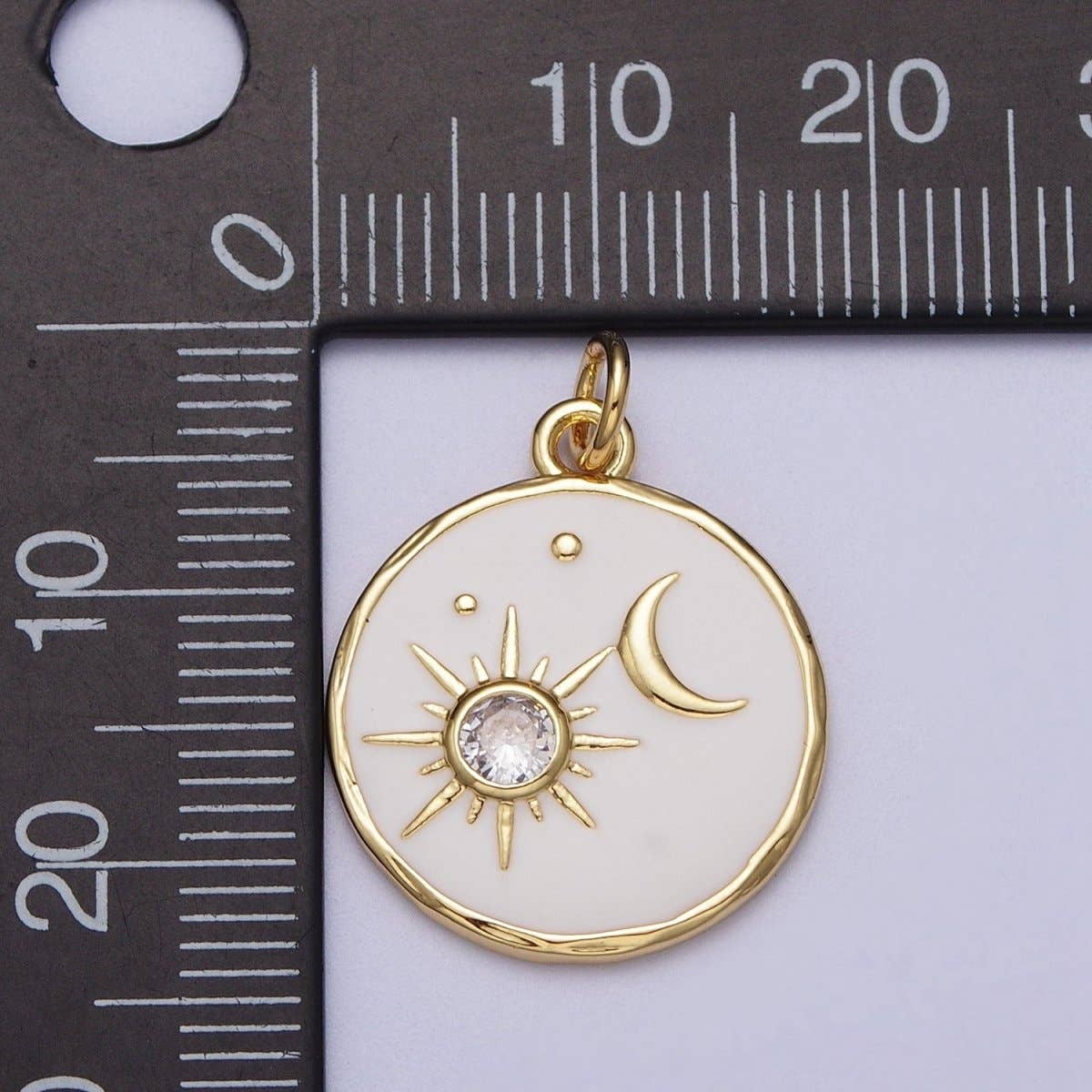 White Gold Filled Sun Moon Charm