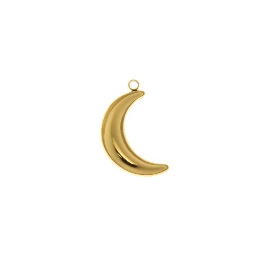 Waterproof Gold Crescent Moon Charm for Jewelry,SSPG013: