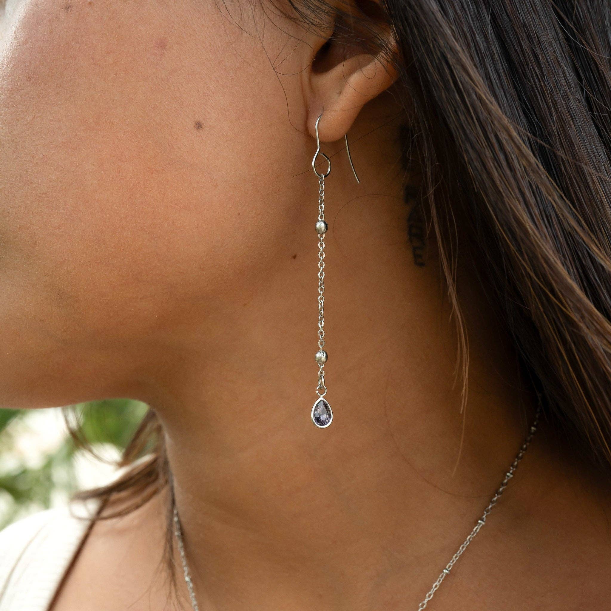 Stainless Steel Teardrop Birthstone Charm: October