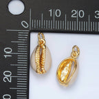 24K Gold Filled White Enamel Cowrie Shell Clam Charm | M-832