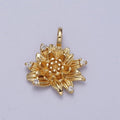 Micro Paved CZ Botanic Garden Birth Flower Gold Charm H-011 H-026 - H-032 H-038 H-040 H-041: July - Water Lily