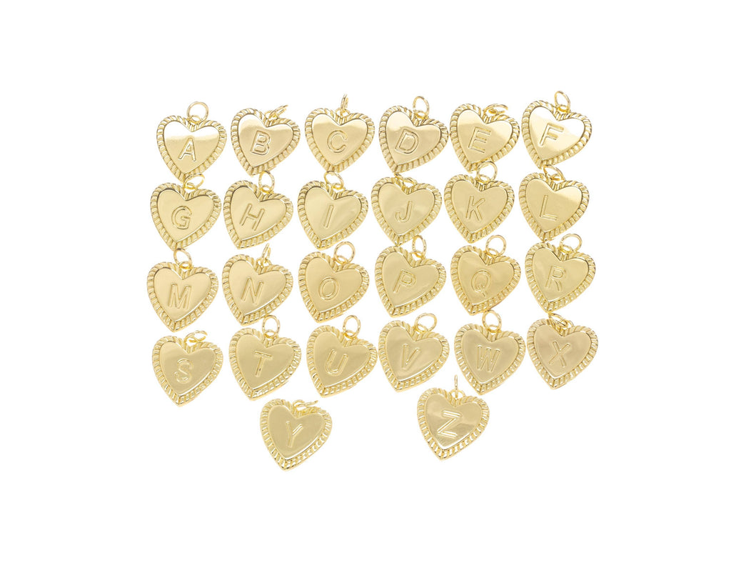 Gold Heart Initial Letter Two-Sided Monogram Charm CPG2207: 1pc v