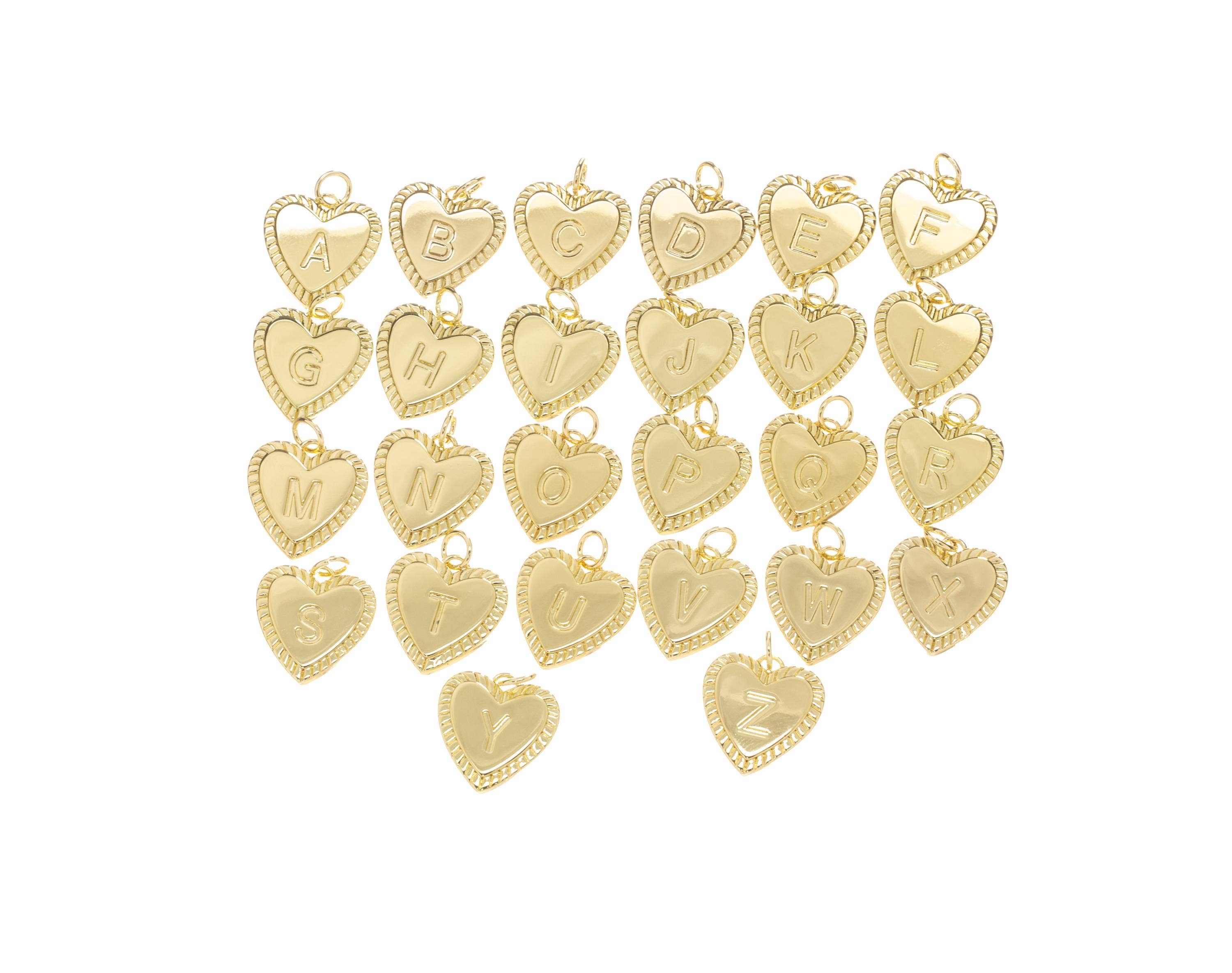 Gold Heart Initial Letter Two-Sided Monogram Charm CPG2207: 1pc v