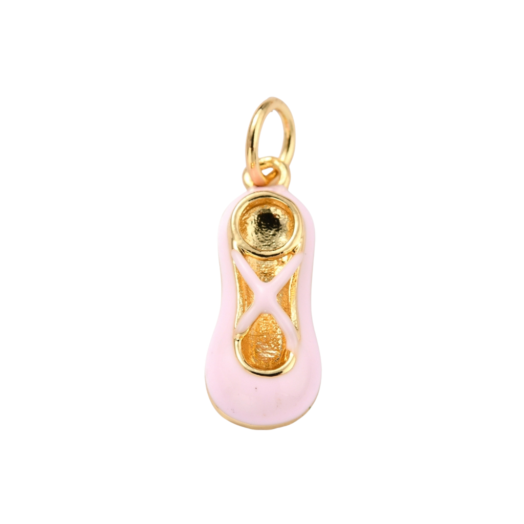 18k Gold Plated Brass Pink Ballet Shoe Charm