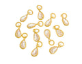 18k Gold Tear Drop Dainty Charm with Brilliant CZ, CPG2484: 10pcs