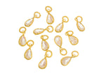18k Gold Tear Drop Dainty Charm with Brilliant CZ, CPG2484: 10pcs