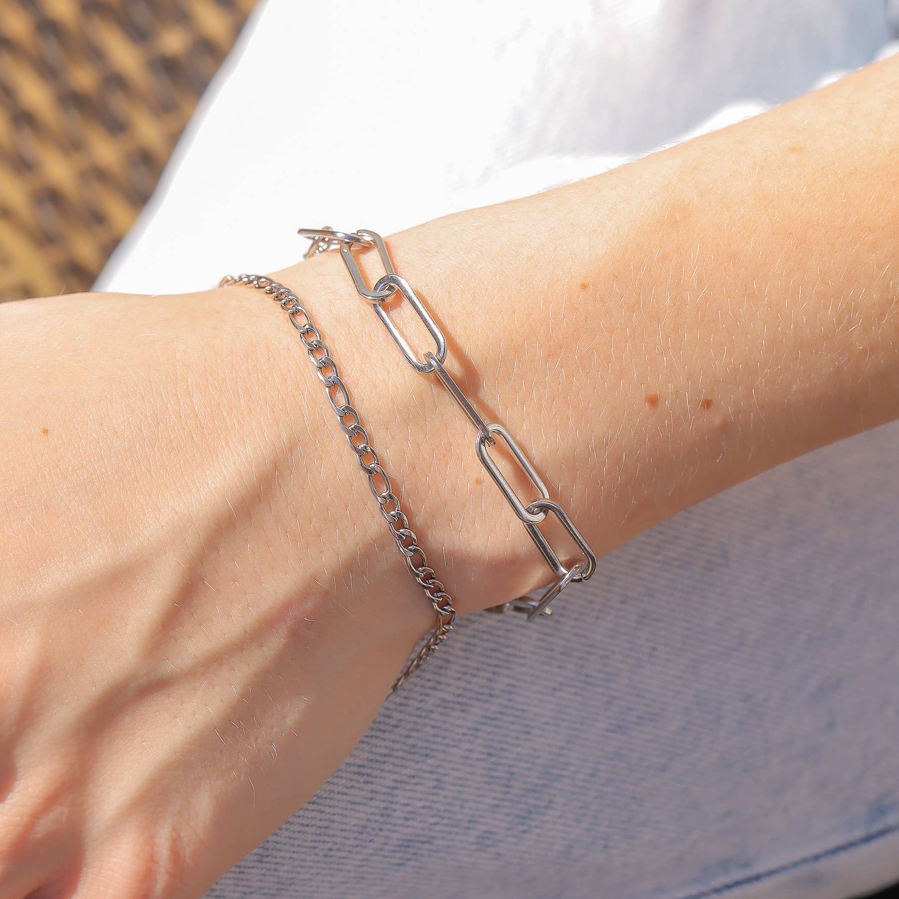 Gold Stainless Steel Paperclip Chain Bracelet + Extension: Gold / 2.5mm