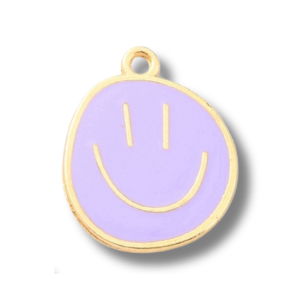 Smiley Happy Face Gold Charm: Pink