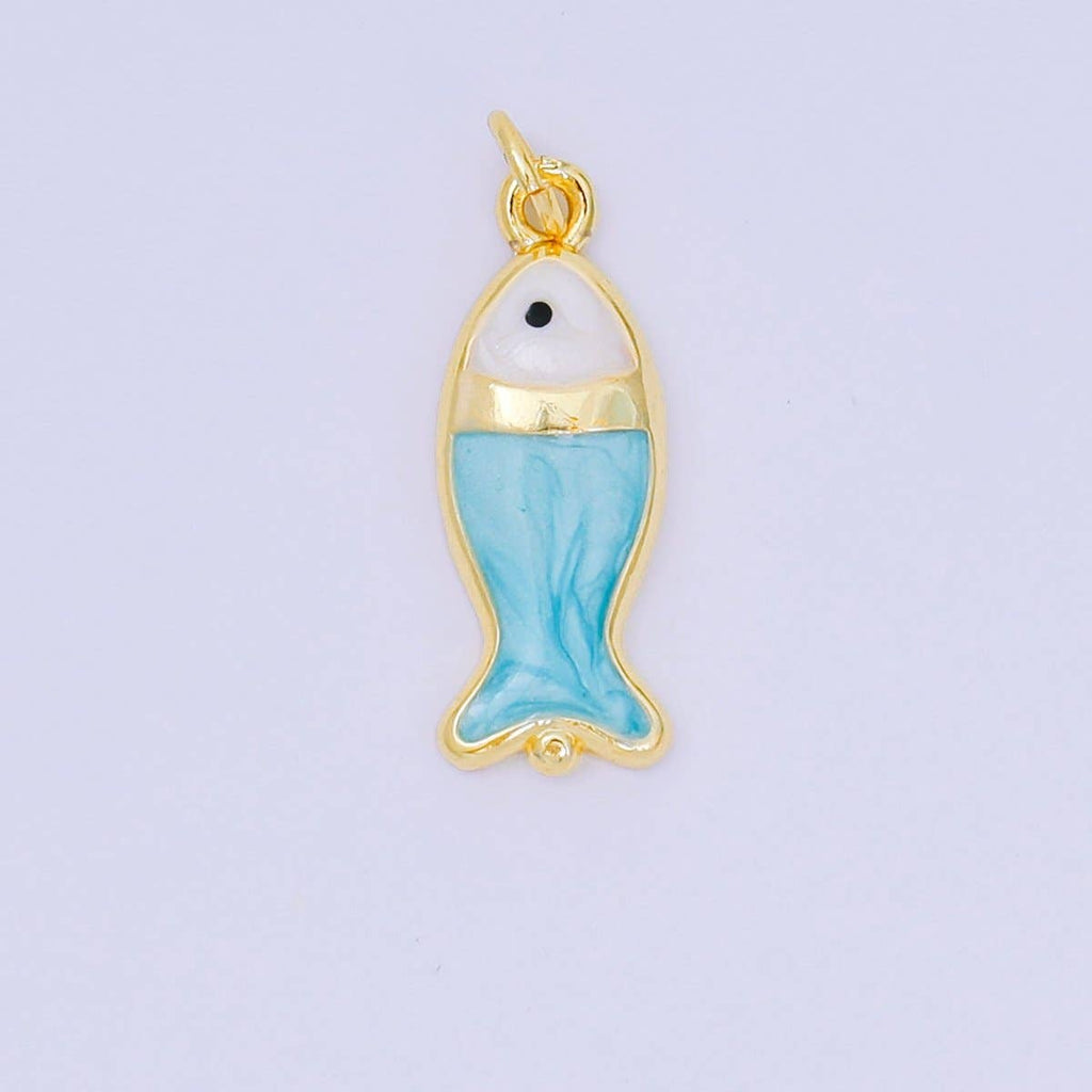 Blue Gold Filled Fish Charm