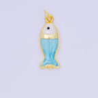 Blue Gold Filled Fish Charm