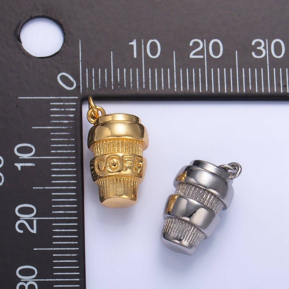24K Gold Filled Mini 3D Multidimensional Coffee Tumbler Drink Charm in Gold & Silver | W670: Gold