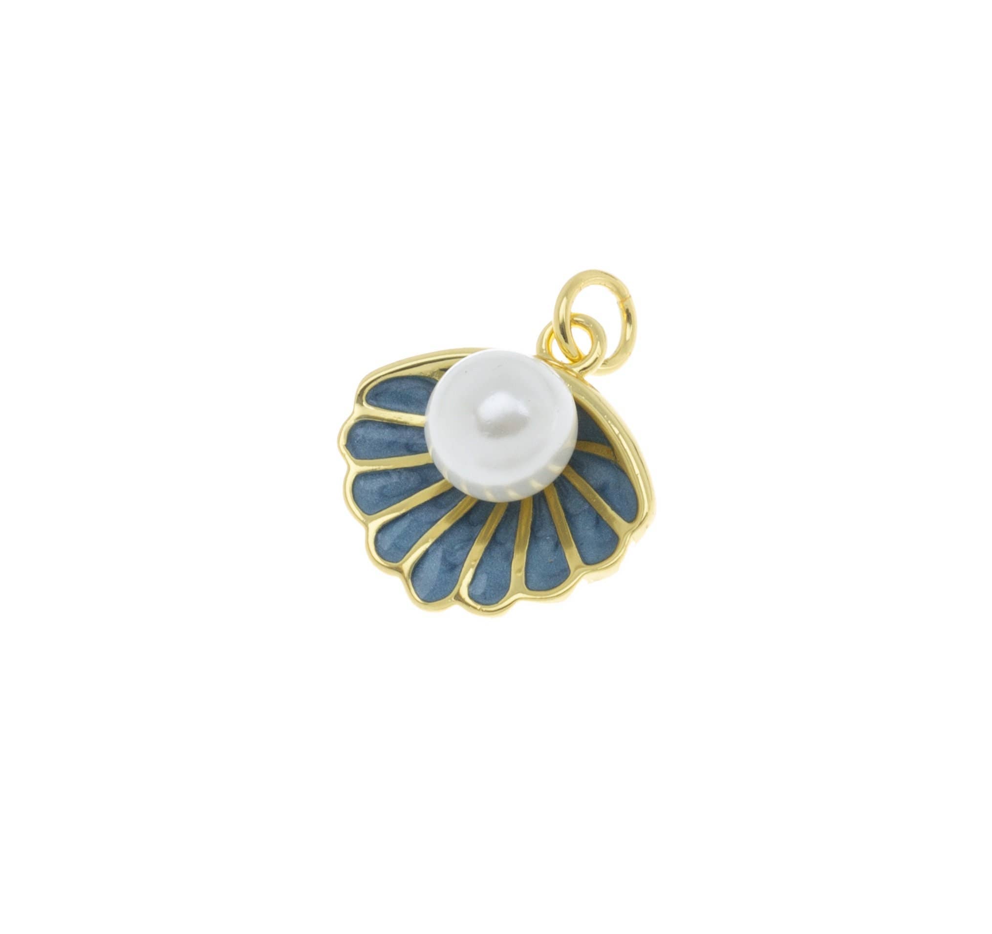 Gold Or Silver Pearl and Oyster Shell Dainty Charm CPG1081: Gold / 3pcs