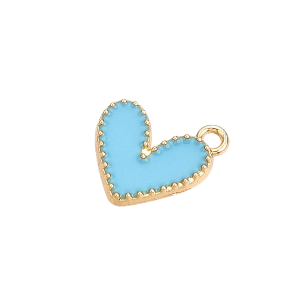 Gold Alloy Colorful Heart Charm: Black