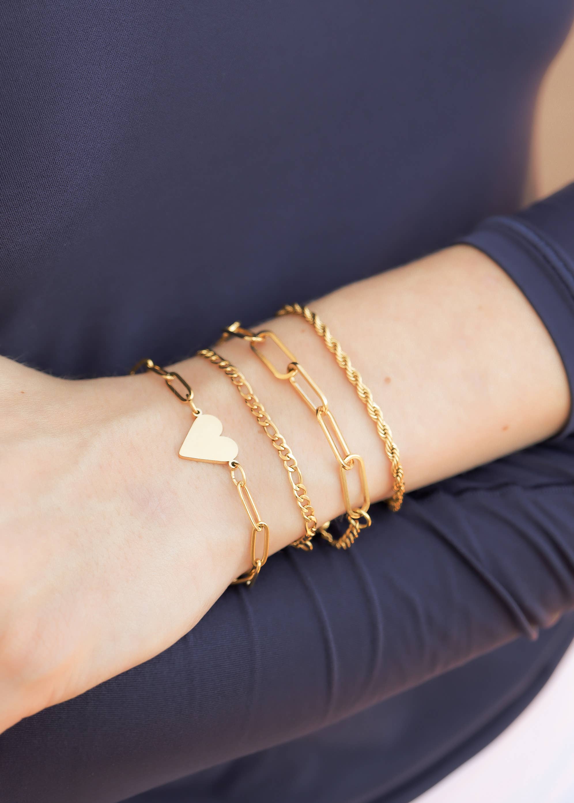 Gold Stainless Steel Paperclip Chain Bracelet + Extension: Gold / 2.5mm