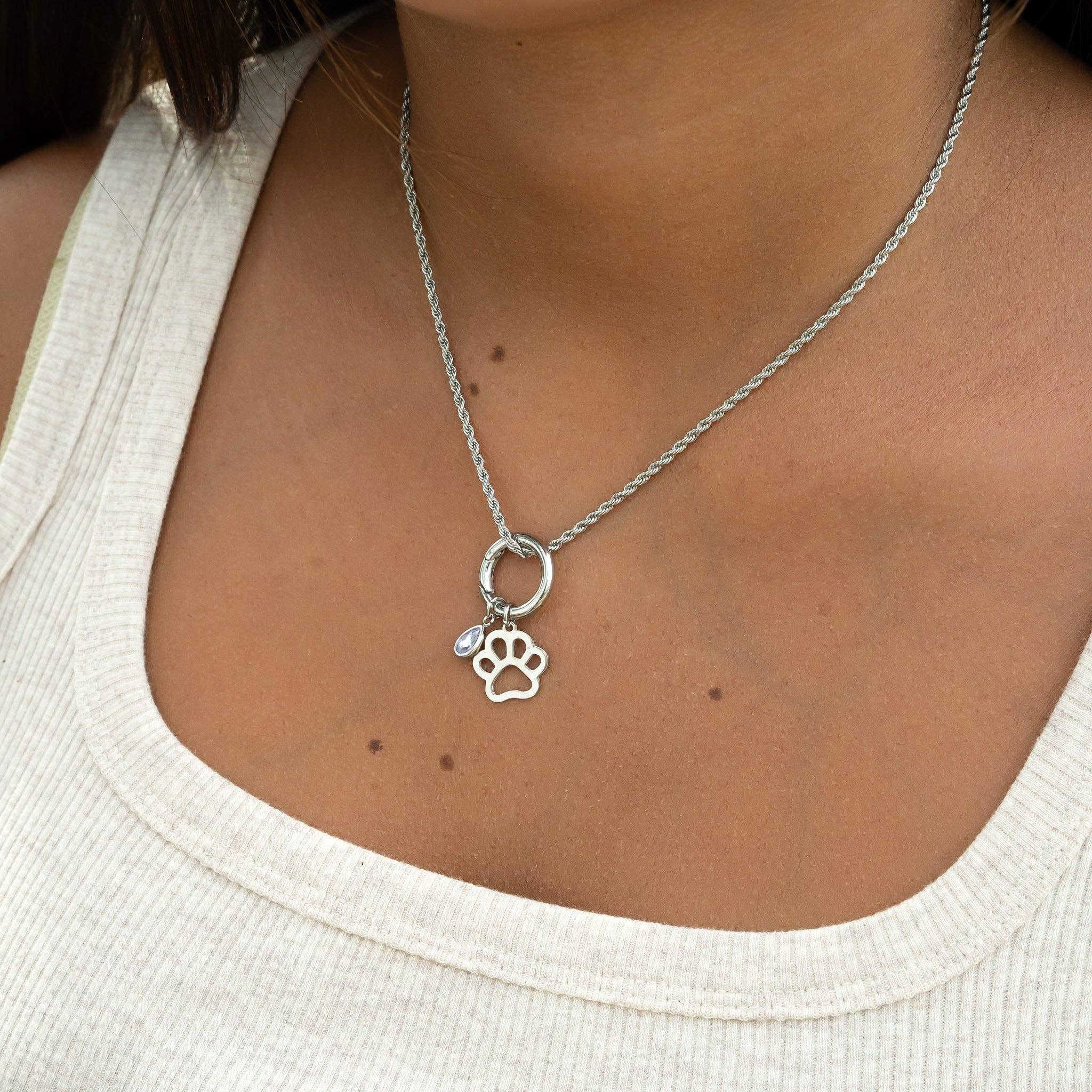 Stainless Steel Teardrop Birthstone Charm: March