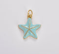 Blue Enamel Starfish Charm in Gold Filled, CP1764