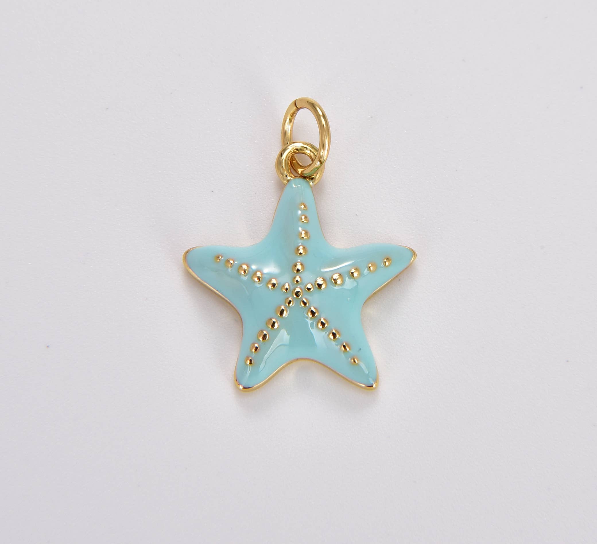 Blue Enamel Starfish Charm in Gold Filled, CP1764