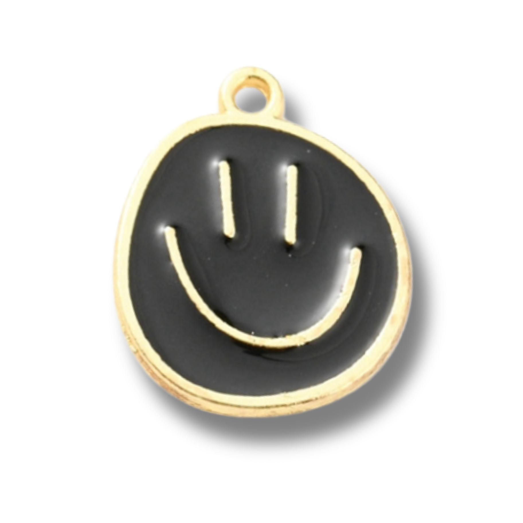 Smiley Happy Face Gold Charm: Yellow