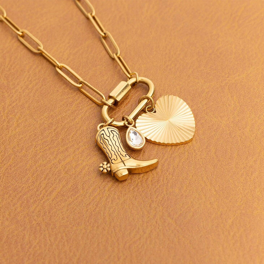 18K Gold PVD Stainless Steel Coastal Cowboy Charm Set: Gold