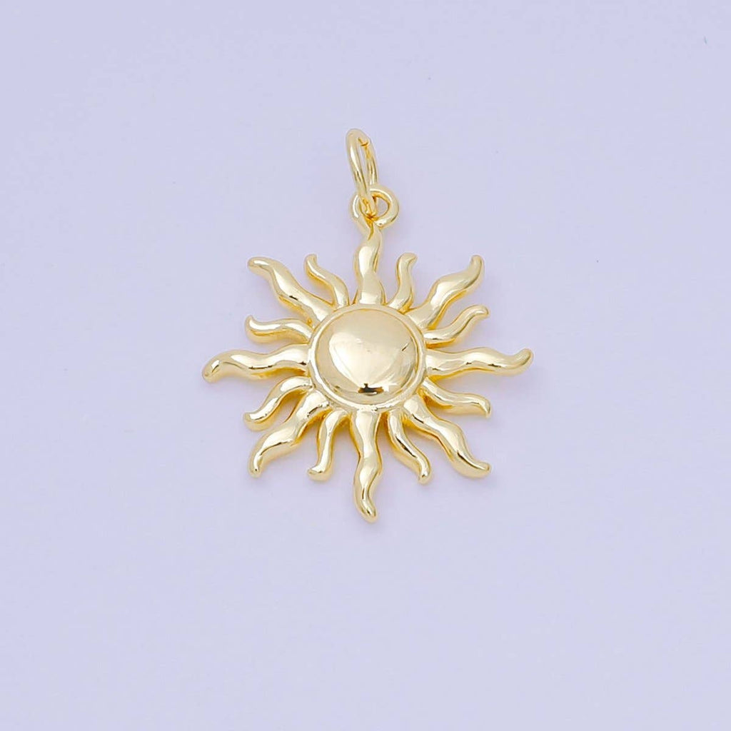 24K Gold Filled 20mm Minimalist Summer Celestial Sun Ray Charm | D095