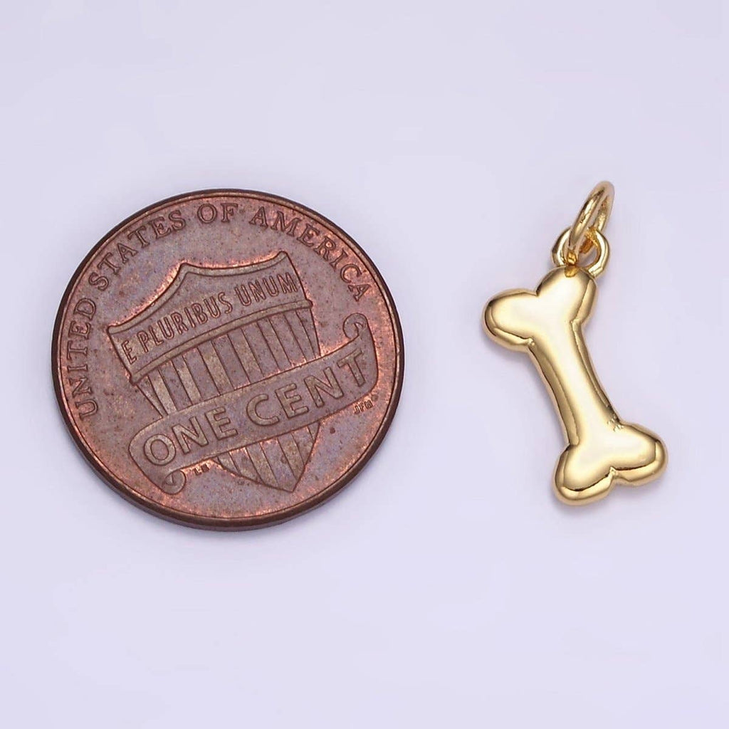 24K Gold Filled Minimalist Dog Bone Mini Charm | M126