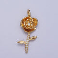 Micro Paved CZ Botanic Garden Birth Flower Gold Charm H-011 H-026 - H-032 H-038 H-040 H-041: August - Poppy