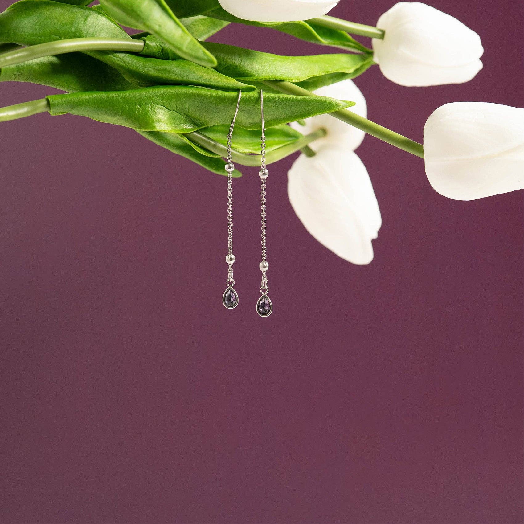Stainless Steel Teardrop Birthstone Charm: May
