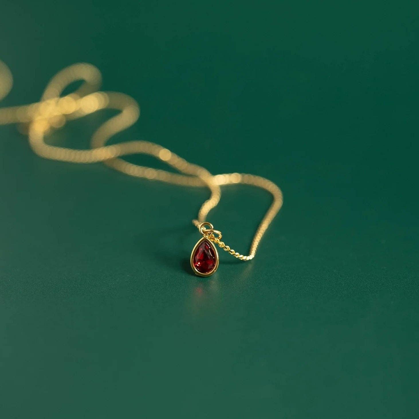 18K Gold PVD Teardrop Birthstone Charm: August