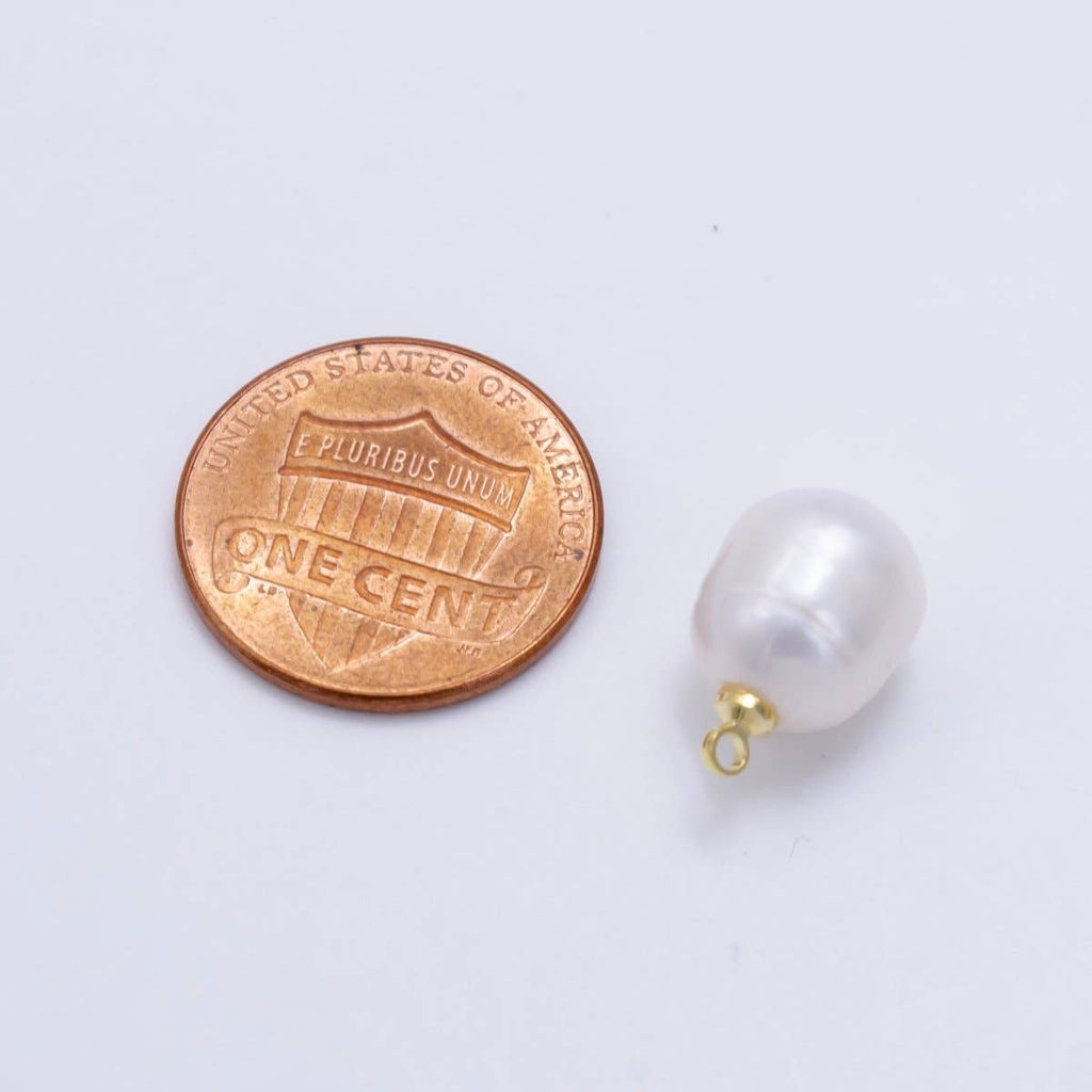 24K Gold Filled White Freshwater Pearl Charm | P1879