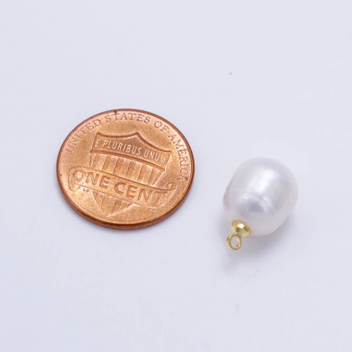24K Gold Filled White Freshwater Pearl Charm | P1879