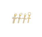 Gold, Pearl & CZ Mini Cross Charms for Jewelry Making: 5pcs / #04