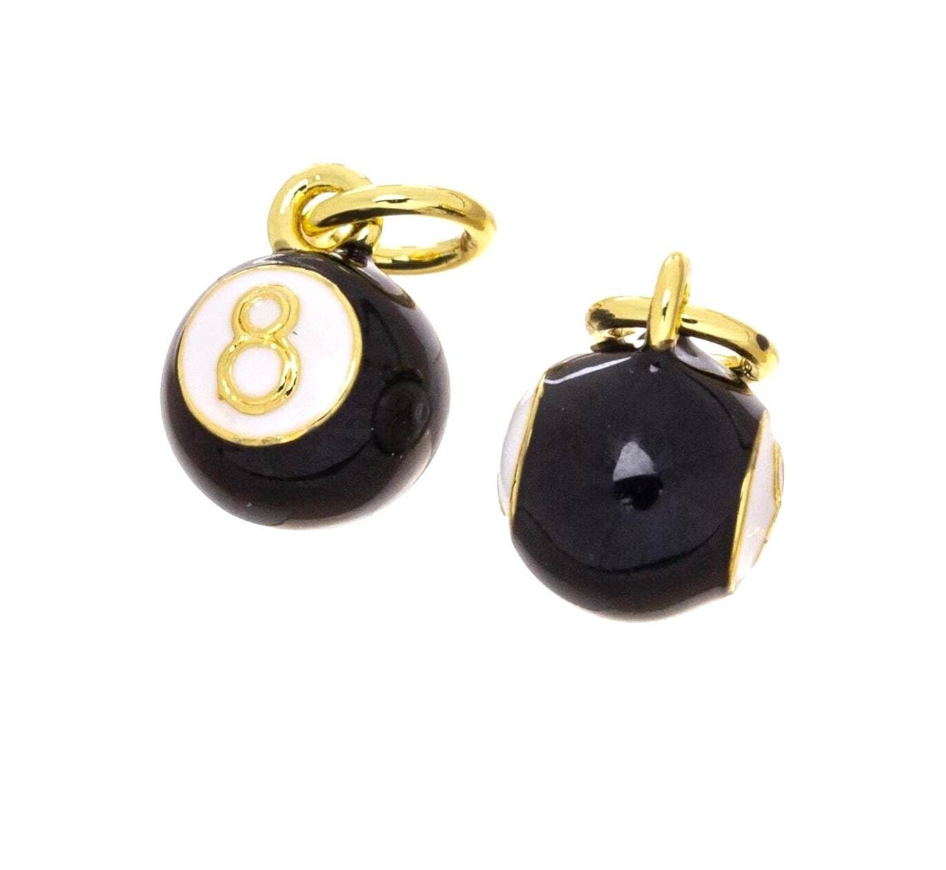 Number 8 Billiard Ball Necklace Charm, Good Luck CPG2509: Silver / 1pc