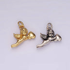 14K Gold Filed Cherub Baby Angel Heart Puffed Mini Charm in Gold & Silver | AG592: Gold