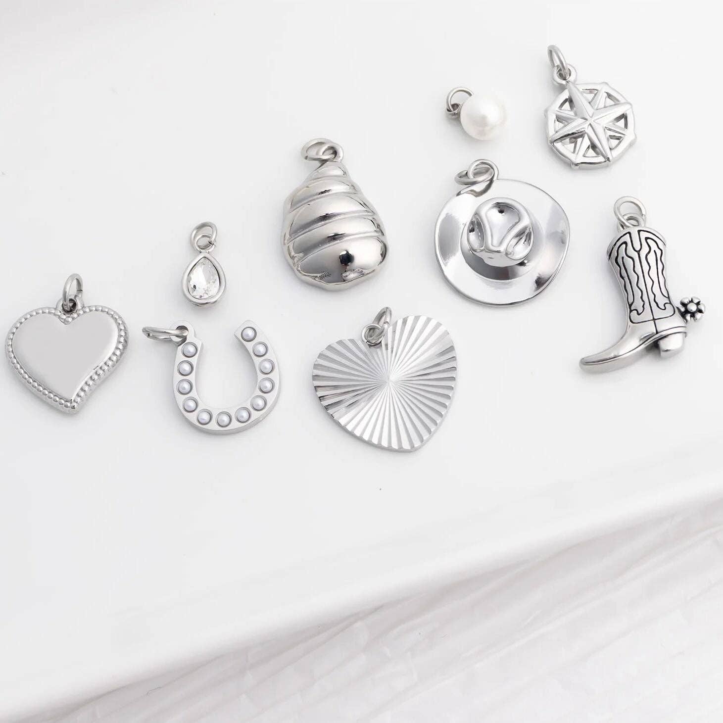 18K Gold PVD Stainless Steel Coastal Cowboy Charm Set: Stainless