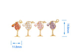 Gold Party Drink & Wine Glass Charms with Crystals CPG1454: #01 vermilion/orange / 5pcs