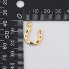 Gold Horseshoe Charm with Rainbow Gemstone, CP2225