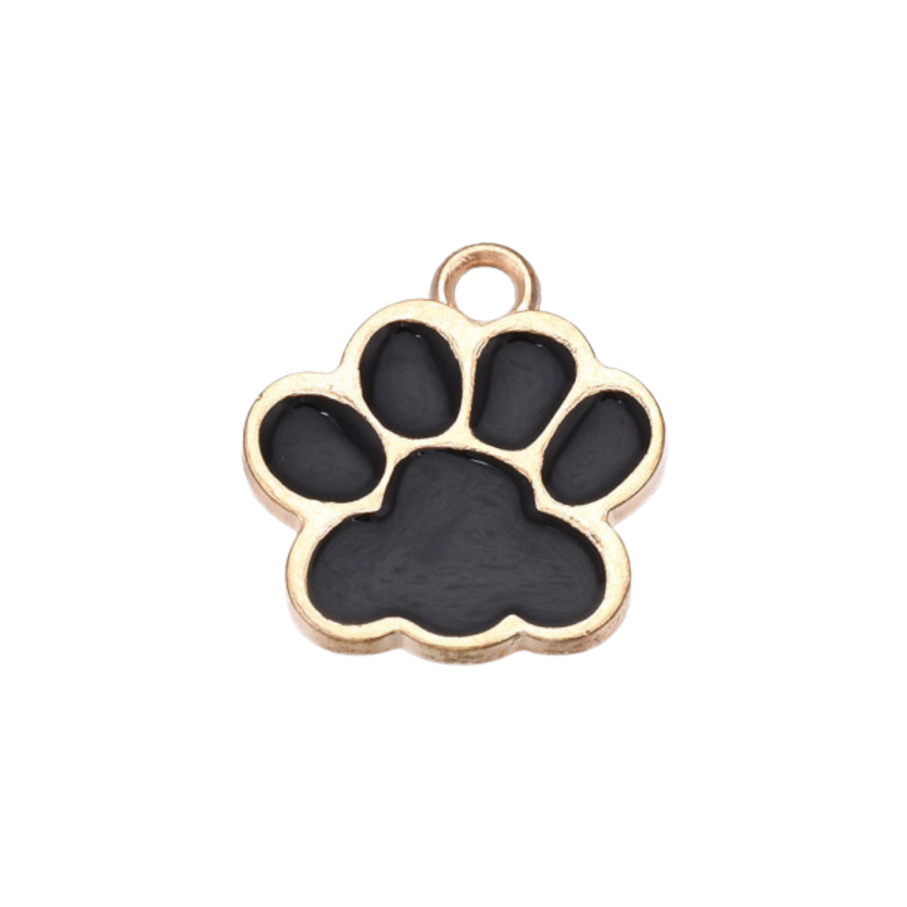 Gold Alloy Colorful Paw Print Charm: White