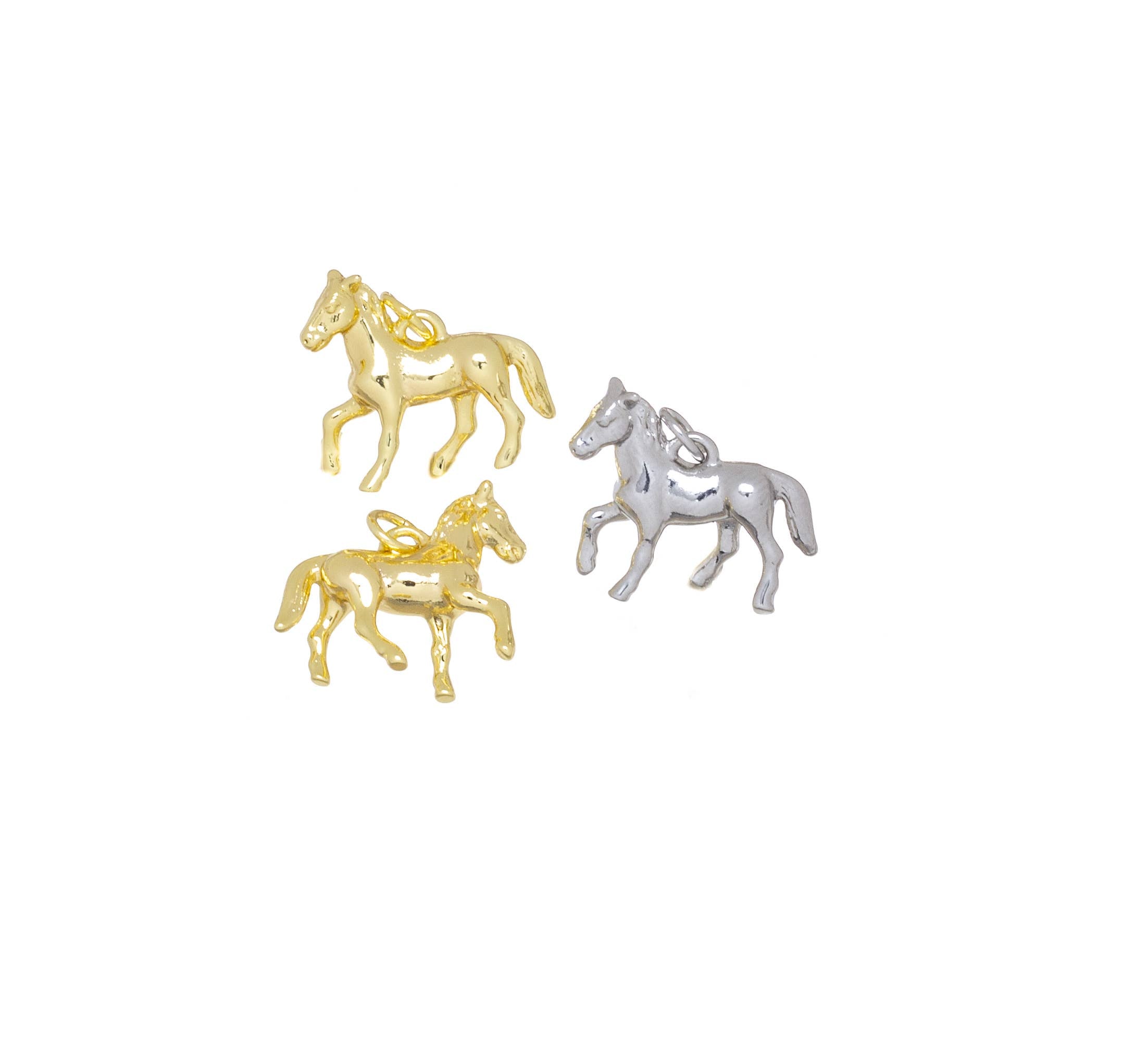 Gold Or Silver Horse Charm,Double Sided Horse Charm CPG1209: Gold / 10pcs