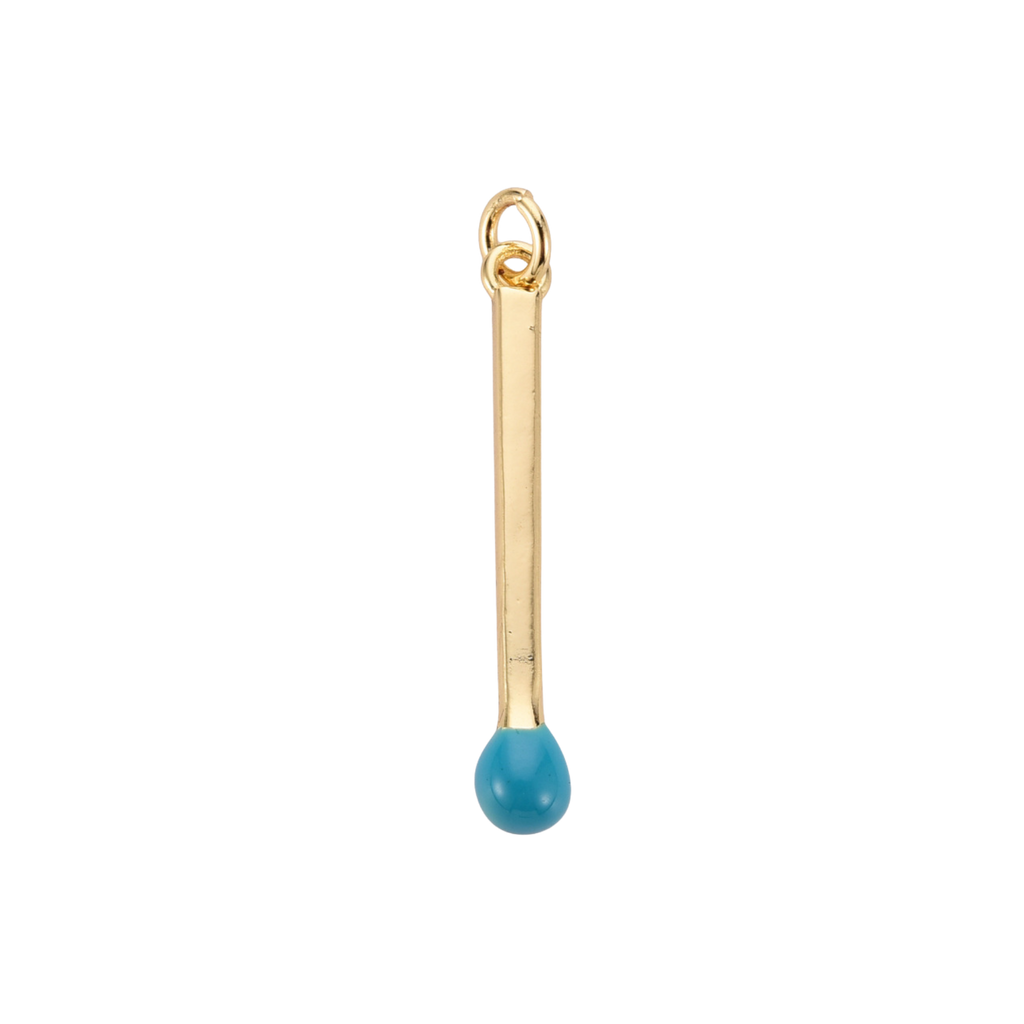 16k Gold Plated Brass Match Stick Charm: Dark Blue