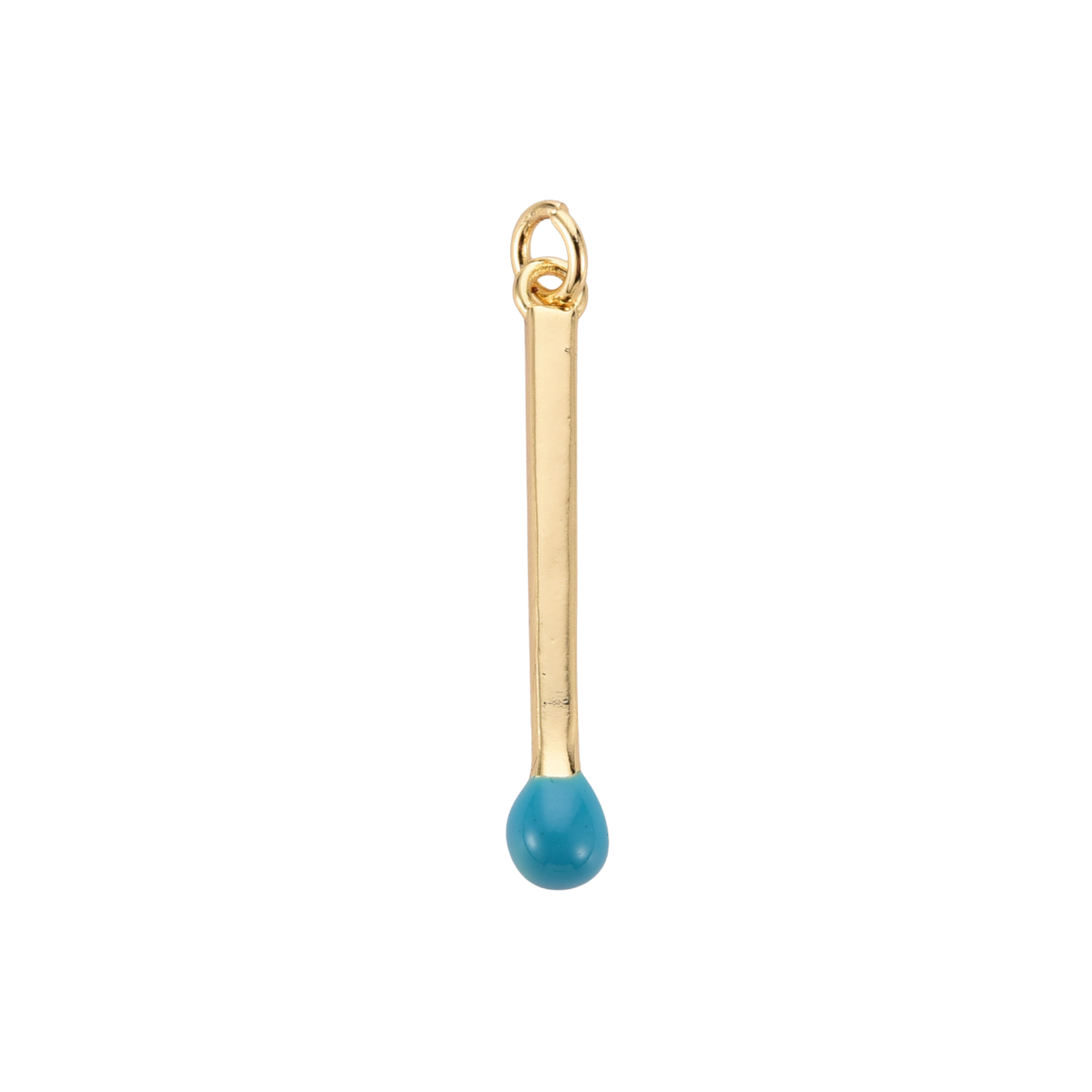 16k Gold Plated Brass Match Stick Charm: White