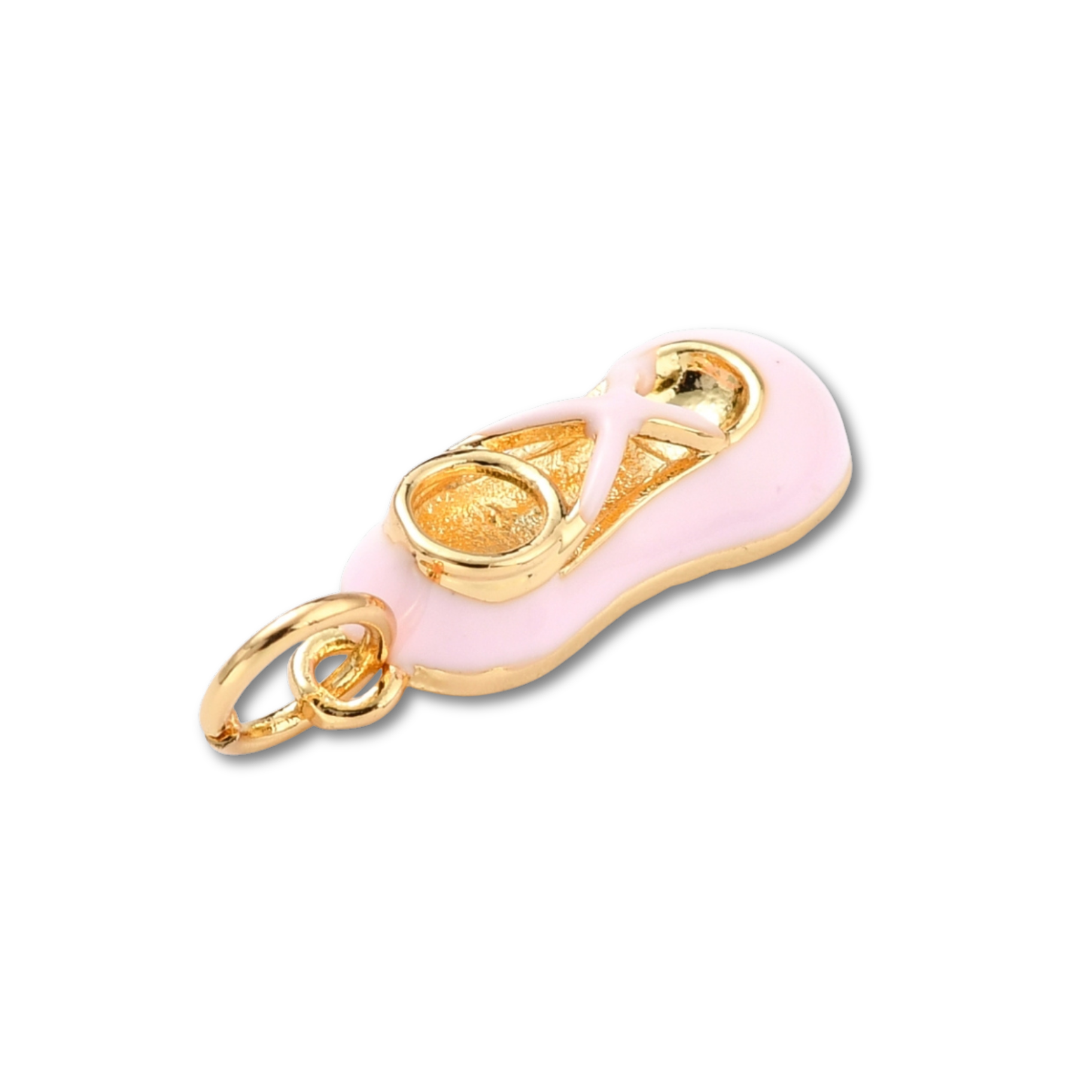 18k Gold Plated Brass Pink Ballet Shoe Charm