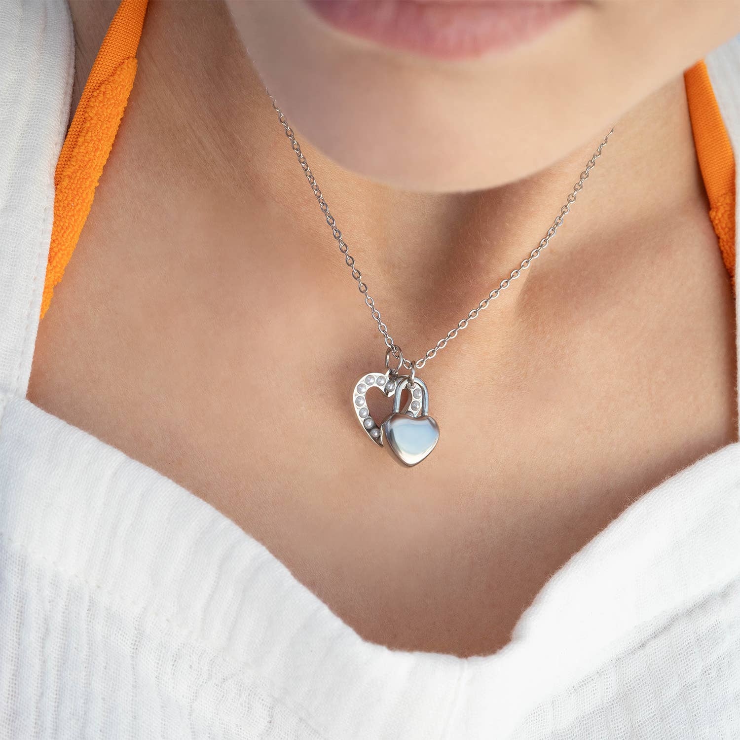 (9pc) 18K Gold PVD Stainless Steel Heart Charm Set: Gold