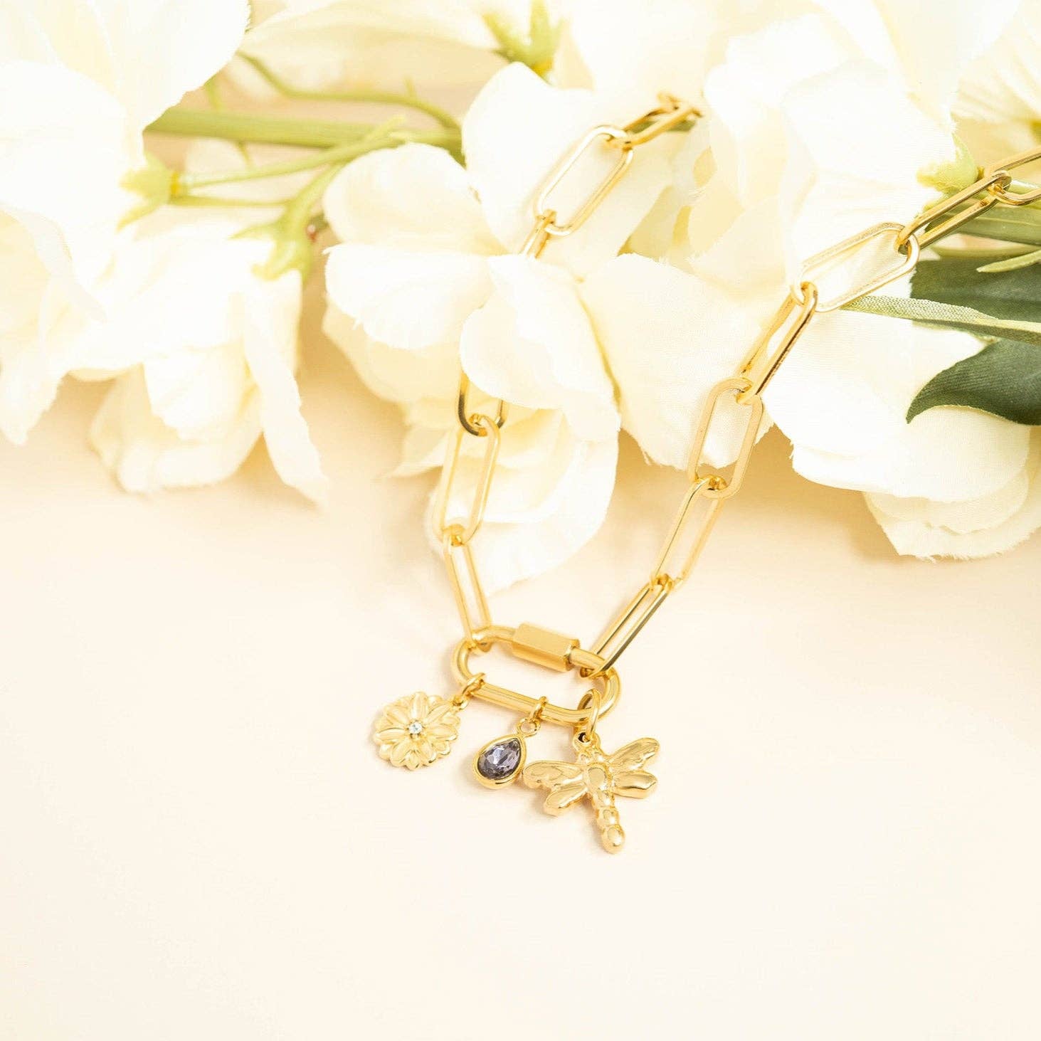 Stainless Steel Teardrop Birthstone Charm: August